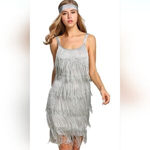 NWOT Women's Tassels Flapper Dress Gatsby Party Fringe Vintage Look Size S